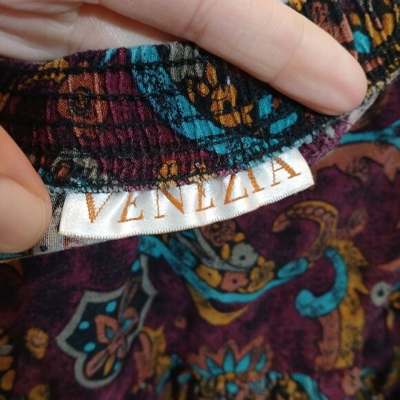 Venezia Paisley Purple Blue Midi Pull On Skirt - Picture 7 of 8